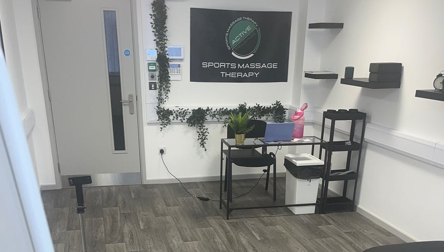 Tranquil sports massage room at High Pavement House, Sutton-in-ashfield, England, GB, featuring modern decor.