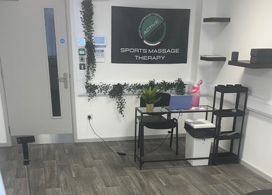 Tranquil sports massage room at High Pavement House, Sutton-in-ashfield, England, GB, featuring modern decor.