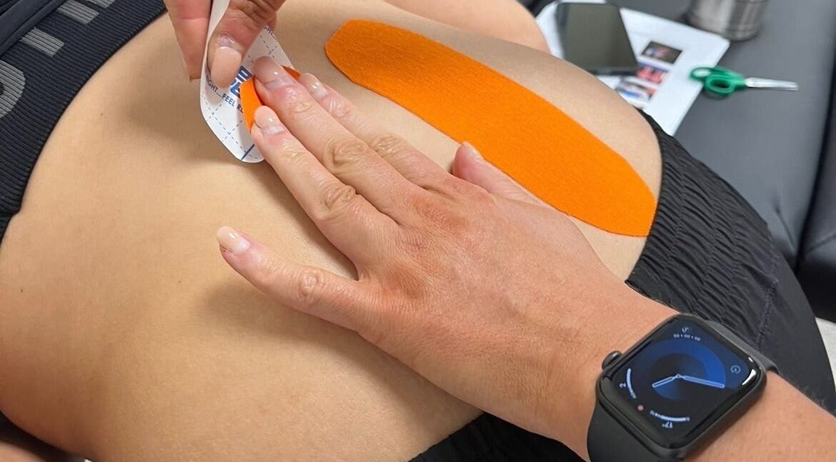 Kinesiology taping at High Pavement House, Sutton-in-ashfield, England, GB, enhancing wellness.
