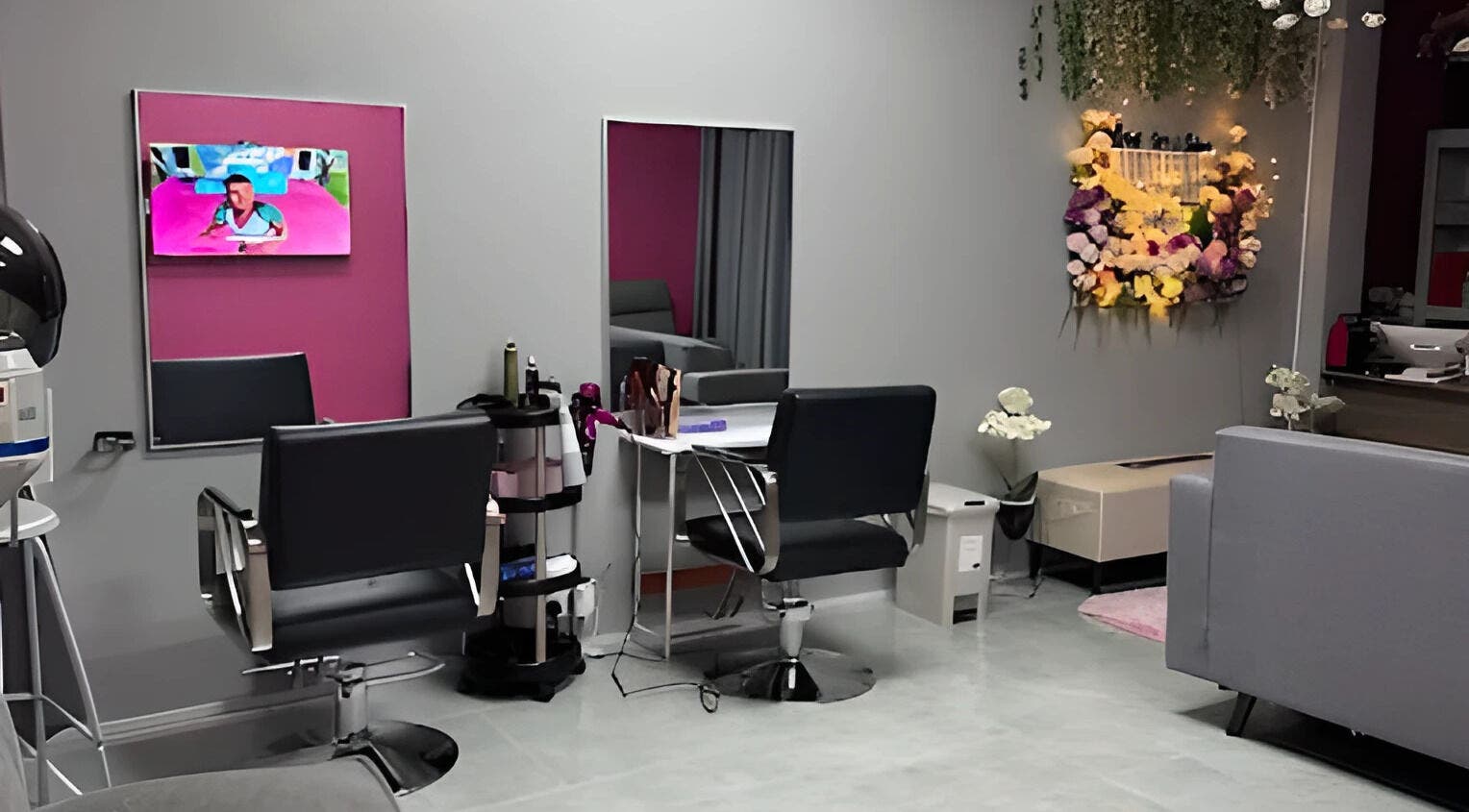 Allurv beauty salon interior with modern styling chairs and decor in Kota Bharu, Kelantan, MY.