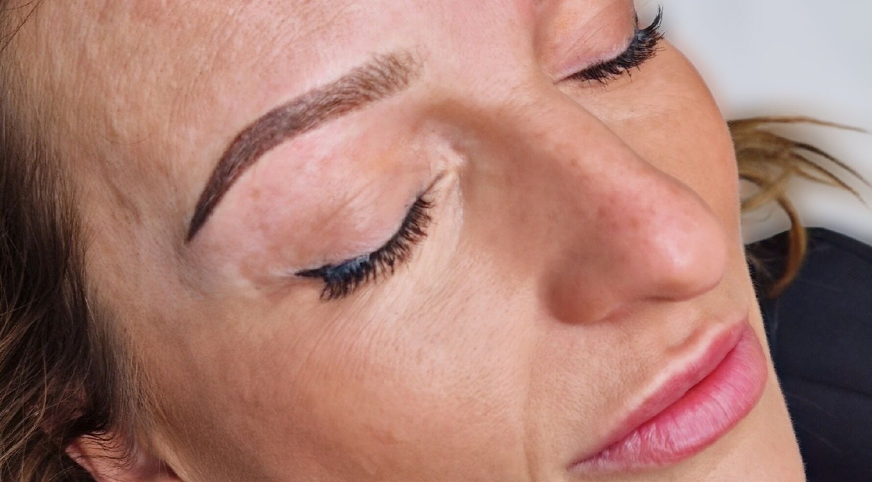 Close-up of beautifully shaped brows at Contour & Glow by Sej, Wellingborough, England, GB.
