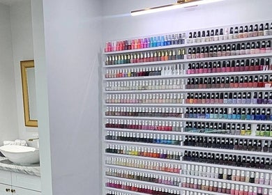 Vibrant nail polish selection at Plush Nail Salon Ii, Glenview, Illinois, US.