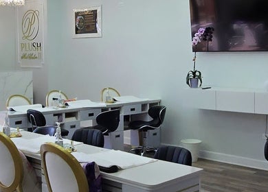 Plush Nail Salon Ii offers chic nail stations in Glenview, Illinois, US, highlighted by modern decor and comfy seating.
