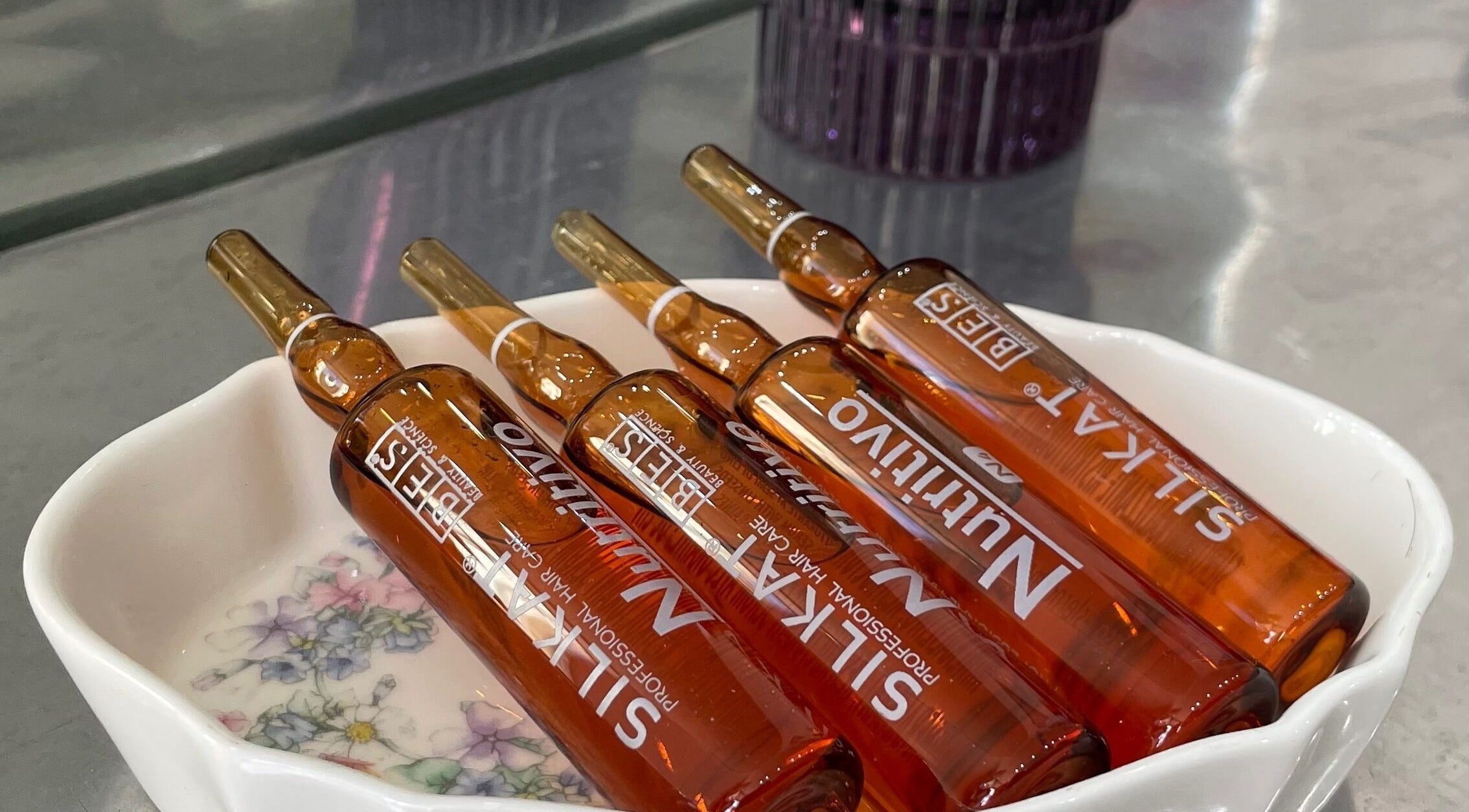 Luxurious serums on display at Beauty From The Heart, Belper, England, GB, showcasing premium skincare.