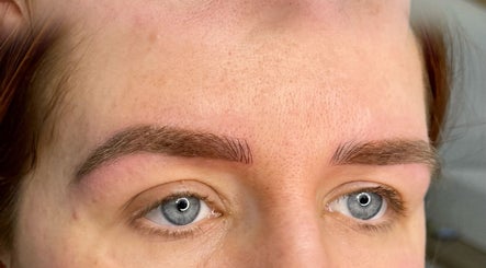 Close-up of expertly shaped eyebrows at Alexandra Beauty, Norwich, England, GB.
