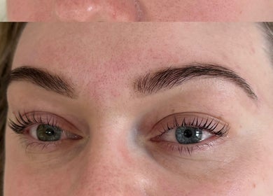 Close-up of styled eyebrows at Alexandra Beauty, Norwich, England, GB.