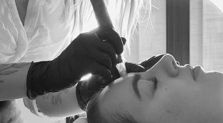 Microblading treatment at Alexandra Beauty, Norwich, England, GB, enhancing eyebrows with precision.
