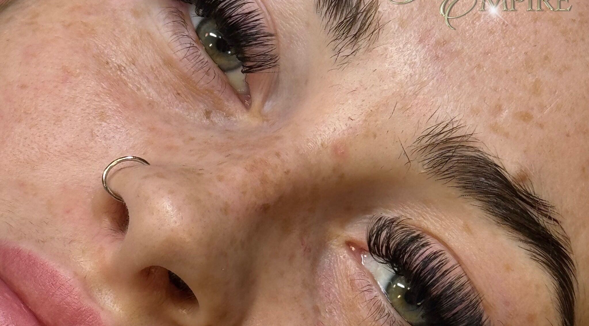 Close-up of expertly applied eyelash extensions at Glamour Empire, Hull, England, GB.