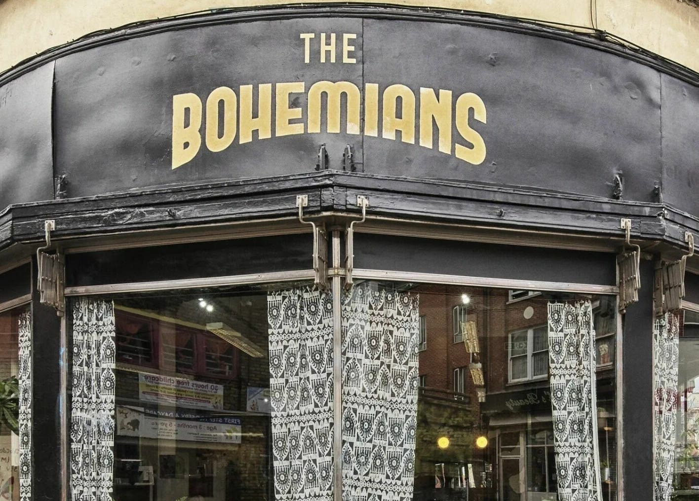 Front entrance of The Bohemians in London, England, GB showcasing stylish exterior design.