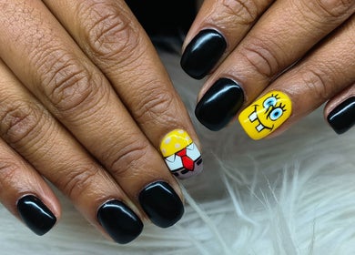 Vibrant nail art featuring cartoon design at Cute Icles, Ceres, Western Cape, ZA.
