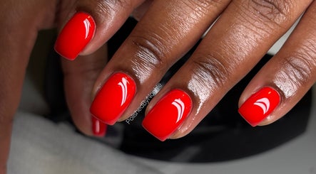 Close-up of vibrant red manicured nails at Polished, Berea, Kwazulu-natal, ZA.