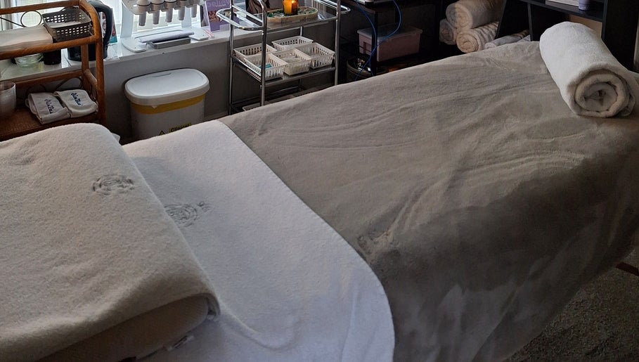 Relaxing massage bed setup at AJM Aesthetics, Donegal Town, County Donegal, IE.