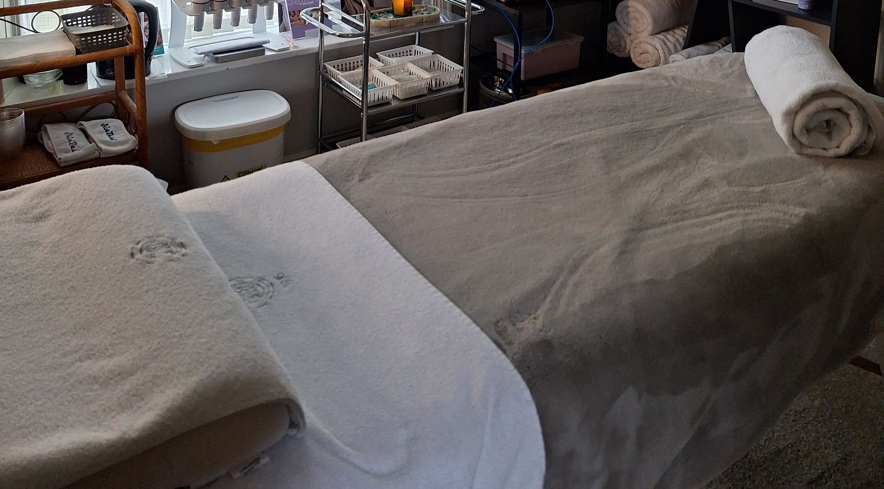 Relaxing massage bed setup at AJM Aesthetics, Donegal Town, County Donegal, IE.