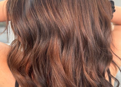 Radiant brown waves styled at Bellisima The Salon, Southampton, England, GB.
