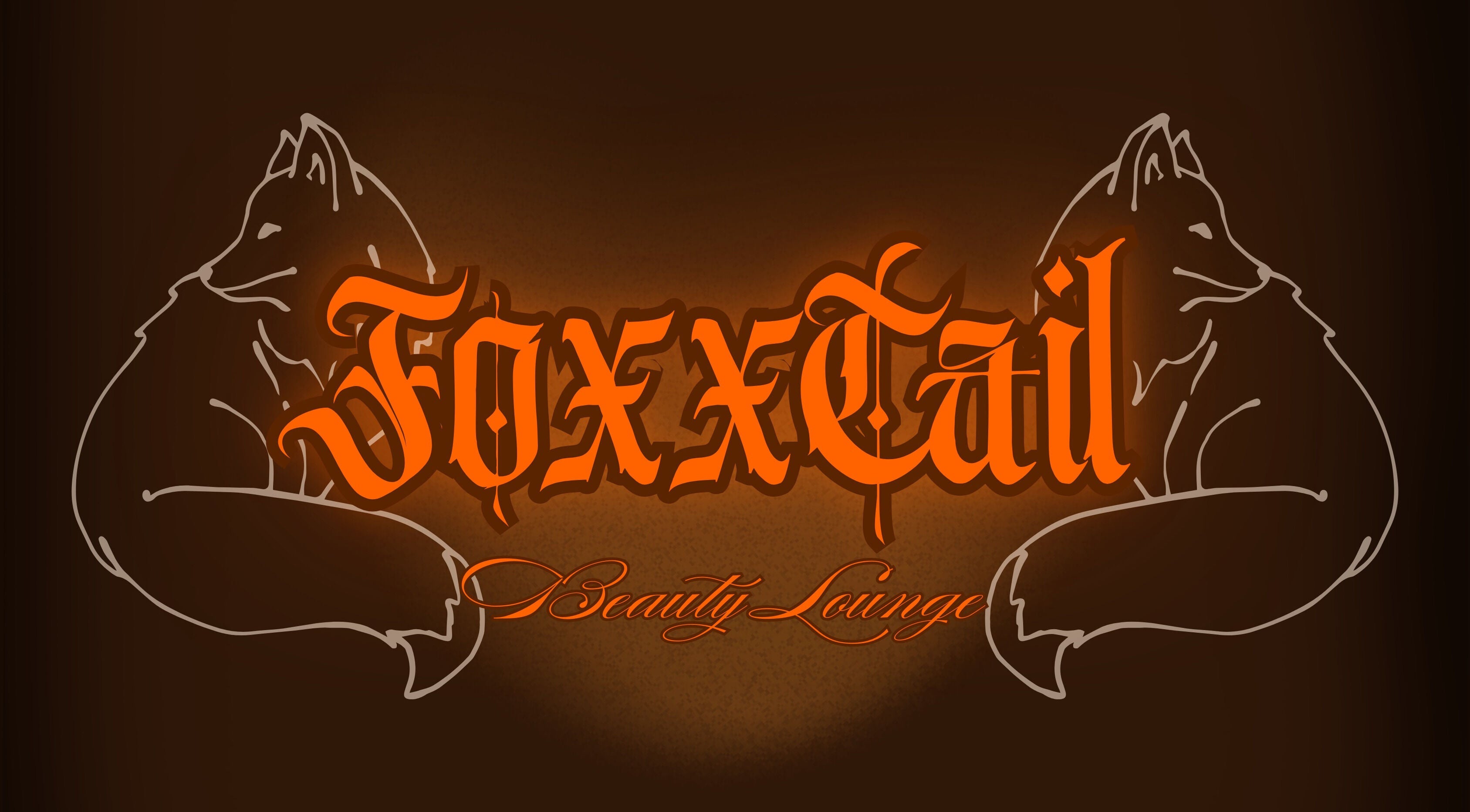 Stylish logo of FoxxTail Beauty Lounge, Lawnton, Queensland, AU, featuring fox outlines and intricate text.