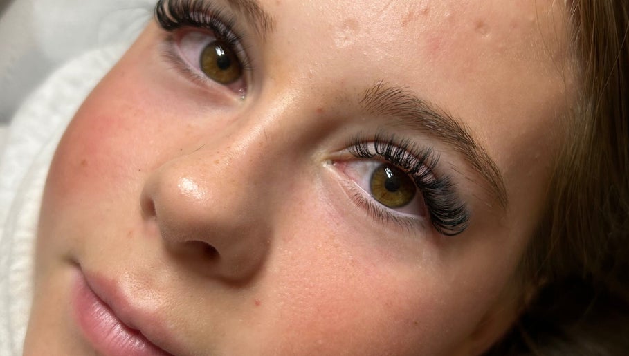 Close-up of beautiful eyelash extensions at BAMbeauty, Dundee, Scotland, GB.