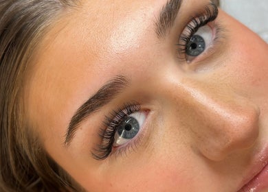 Close-up of expertly applied eyelash extensions at BAMbeauty, Dundee, Scotland, GB.
