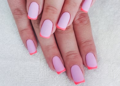 Stylish pink and coral nails at Nails by Nashy, Cape Town, Western Cape, ZA.