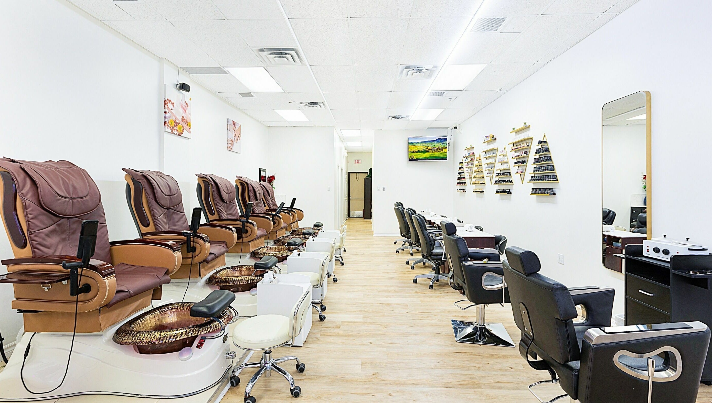 Elegant spa chairs at Divine Day Spa, Ottawa, Ontario, CA, offer a luxurious pedicure experience.