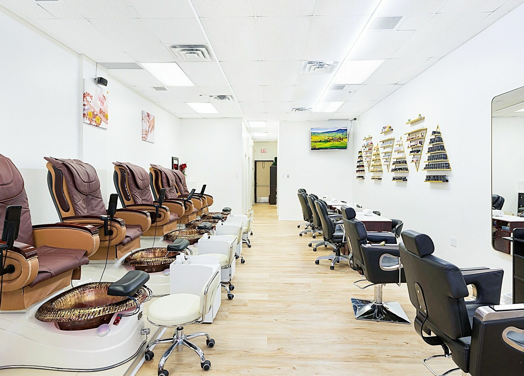 Elegant spa chairs at Divine Day Spa, Ottawa, Ontario, CA, offer a luxurious pedicure experience.