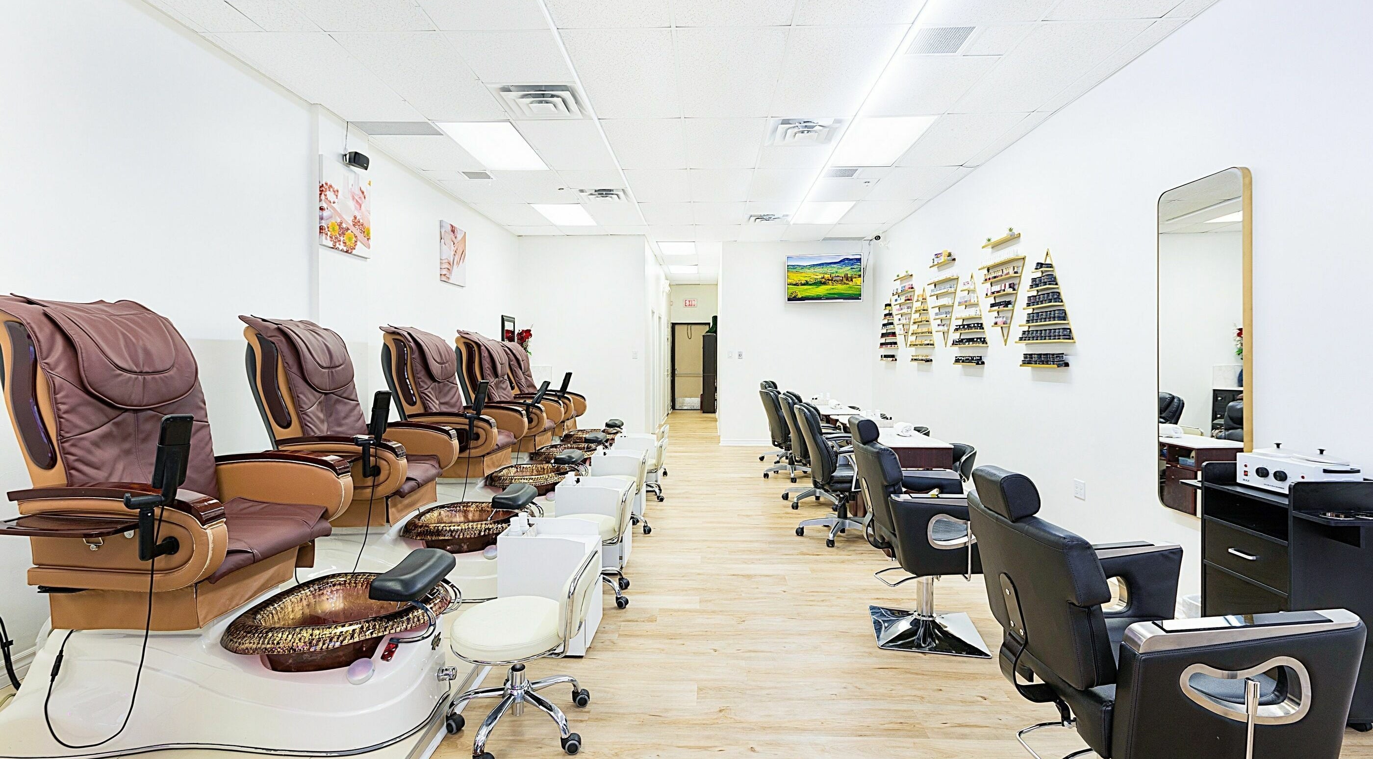Elegant spa chairs at Divine Day Spa, Ottawa, Ontario, CA, offer a luxurious pedicure experience.