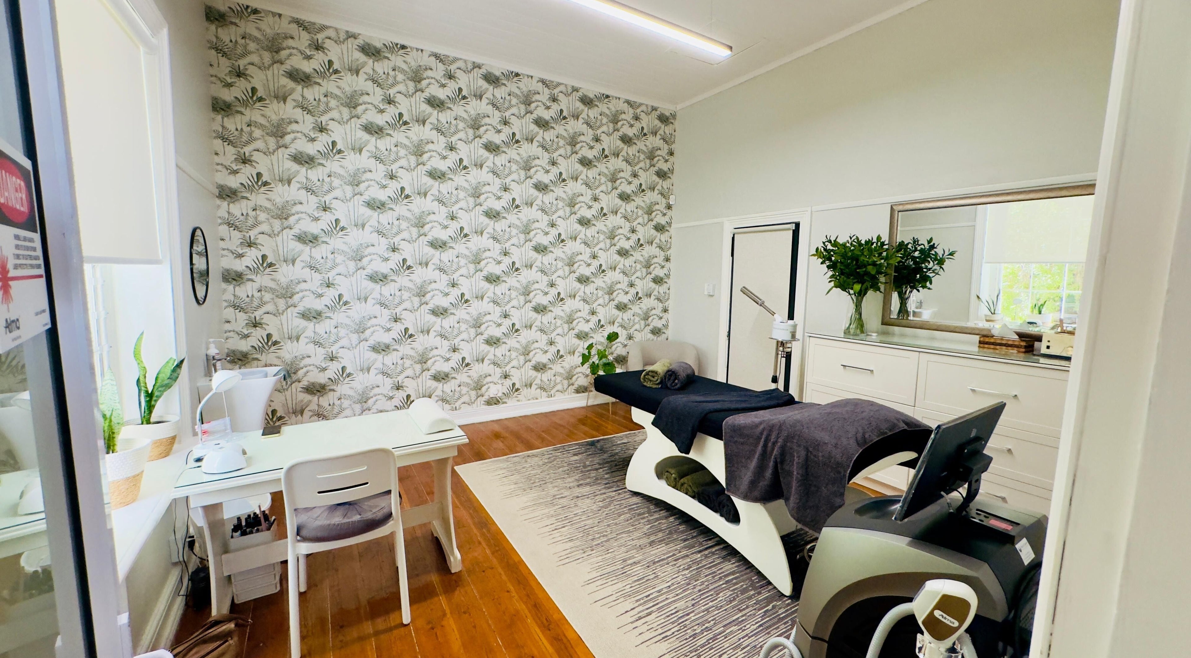 Calming skincare room at Scent of a Woman skincare and laser clinic, Oudtshoorn, Western Cape, ZA.