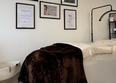 Tranquil treatment room at Sprinkle Of Magic Lashes - Shoreditch, London, England, GB with elegant decor.