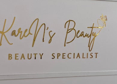 Elegant gold signage of Karen’s Beauty, Hadath, Mount Lebanon Governorate, LB.