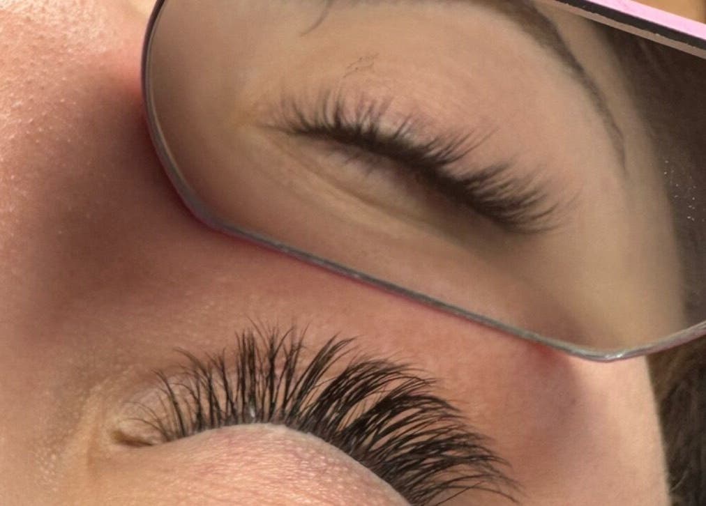 Close-up of eyelash extensions at Karen’s Beauty, Hadath, Mount Lebanon Governorate, LB.