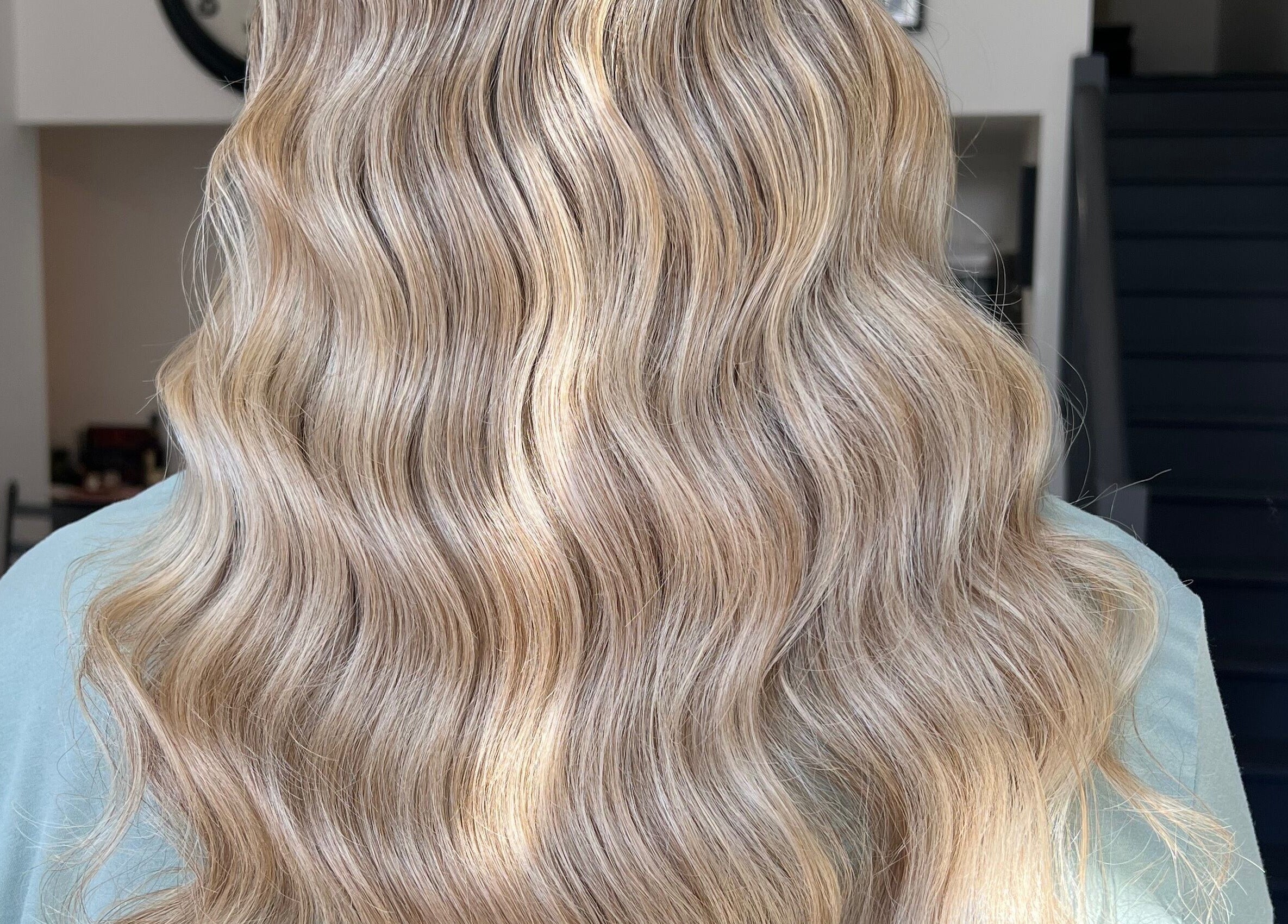 Elegant blond waves styled at The Lux Look, Banyo, Queensland, AU.