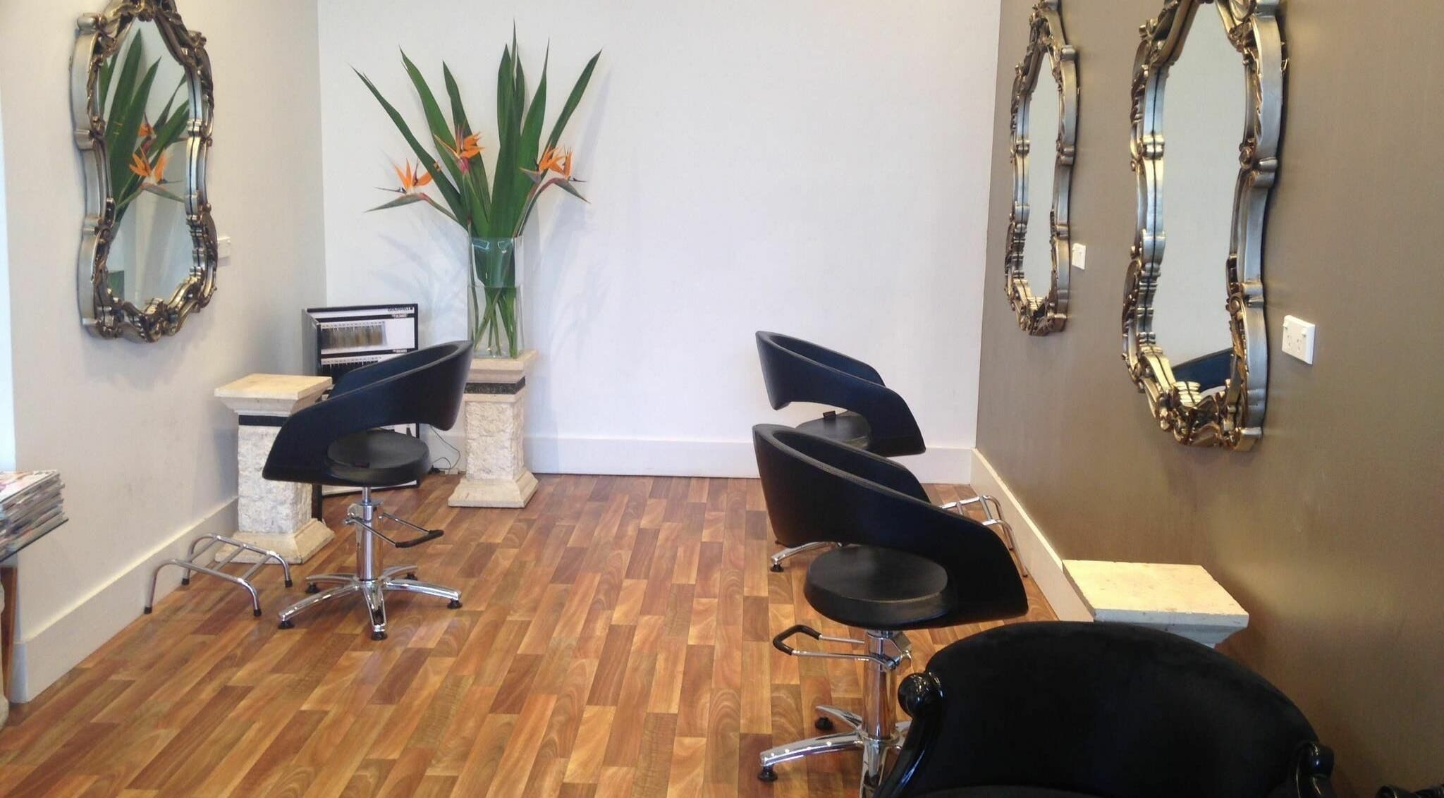 Luxurious salon chairs and mirrors at Absolute Hair Design, Edgecliff, New South Wales, AU.