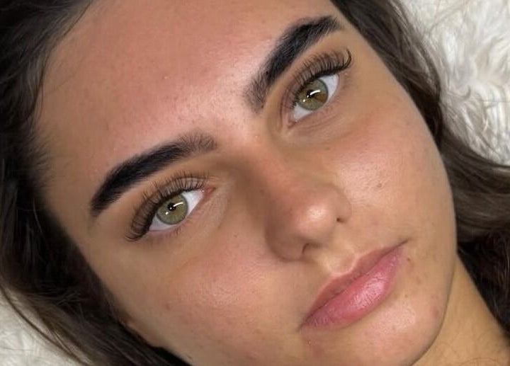 Close-up of eyelash extensions at Lashabellex, Liverpool, England, GB.