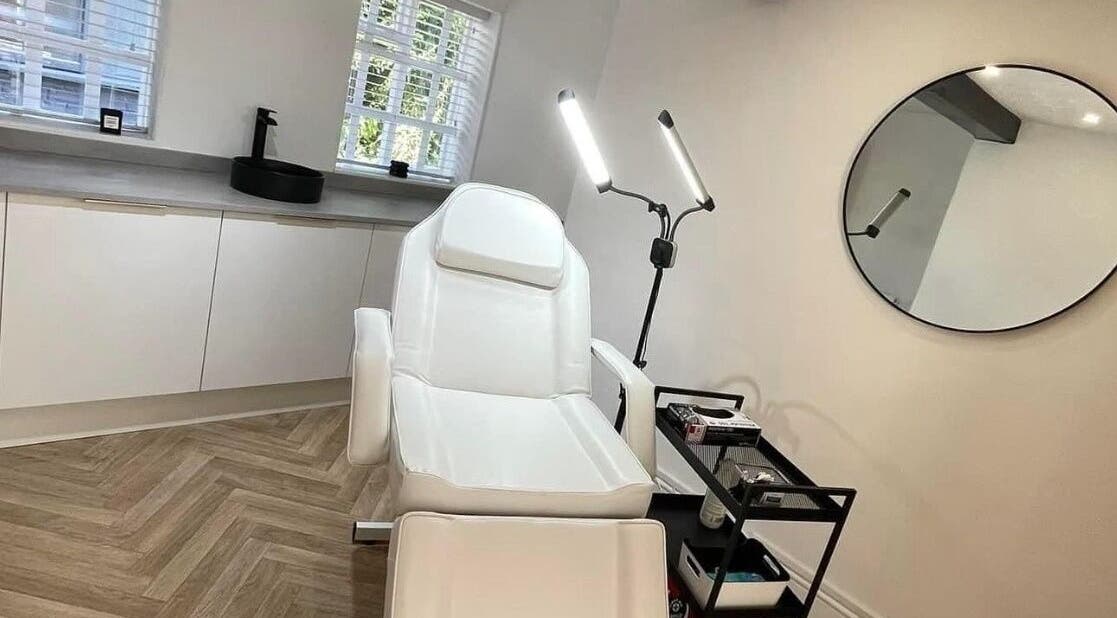 Luxurious treatment room with a white chair at By Bex and Co, Selby, England, GB.