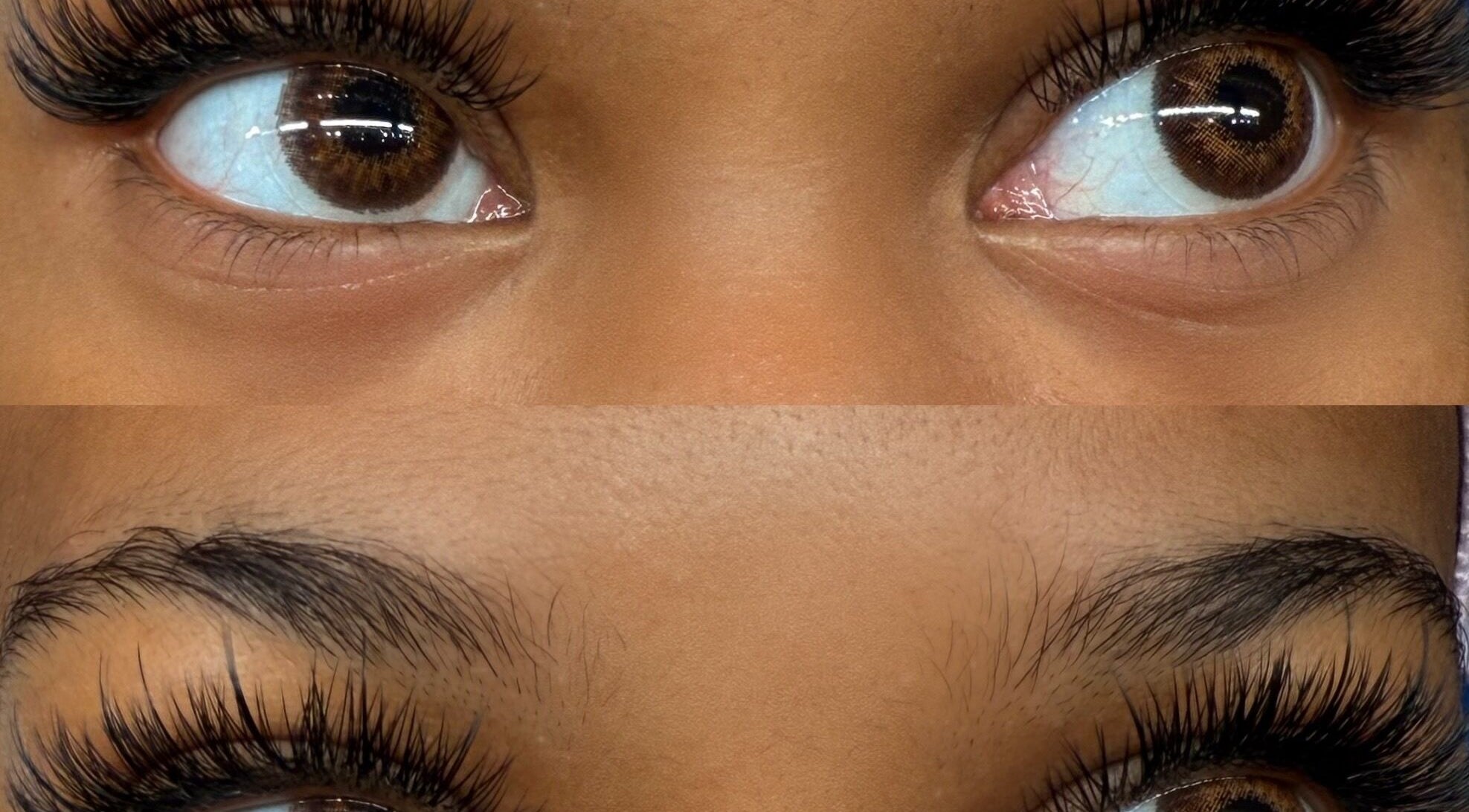 Close-up of expertly styled lashes at Pansy Lashes, New York, New York, US.