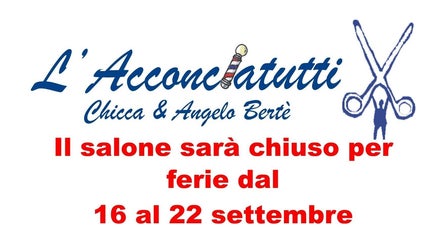 Logo di L'Acconciatutti Chicca e Angelo Berte', chiuso per ferie 16-22 settembre, Gozzano, Piemonte, IT.