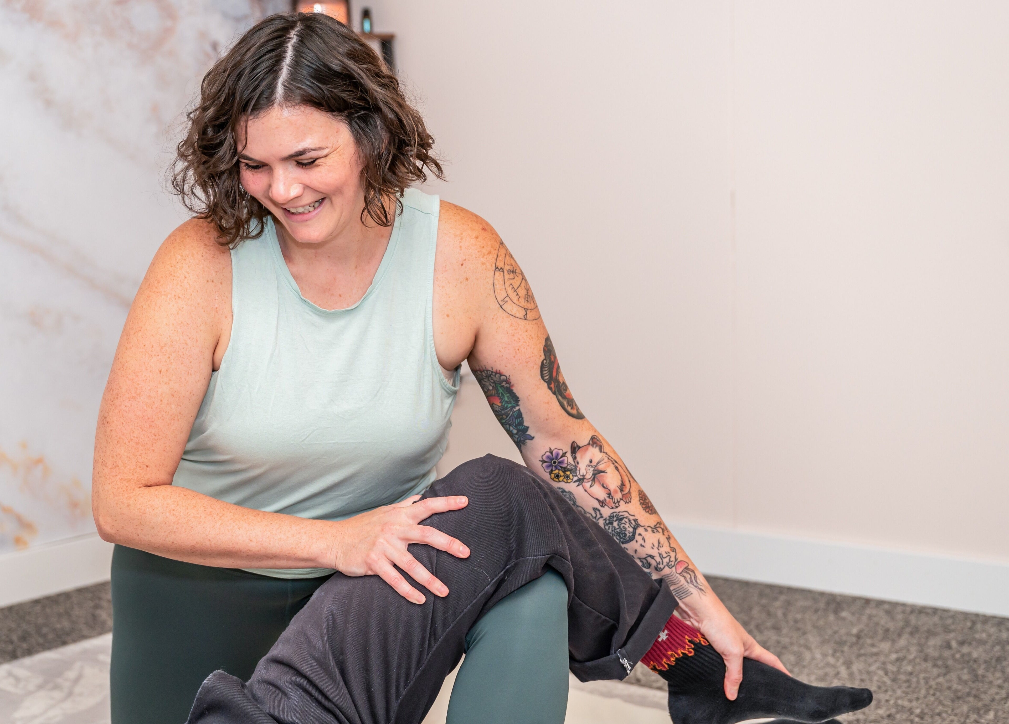 Therapist at Open Your Heart in Saline, Michigan provides healing massage therapy.