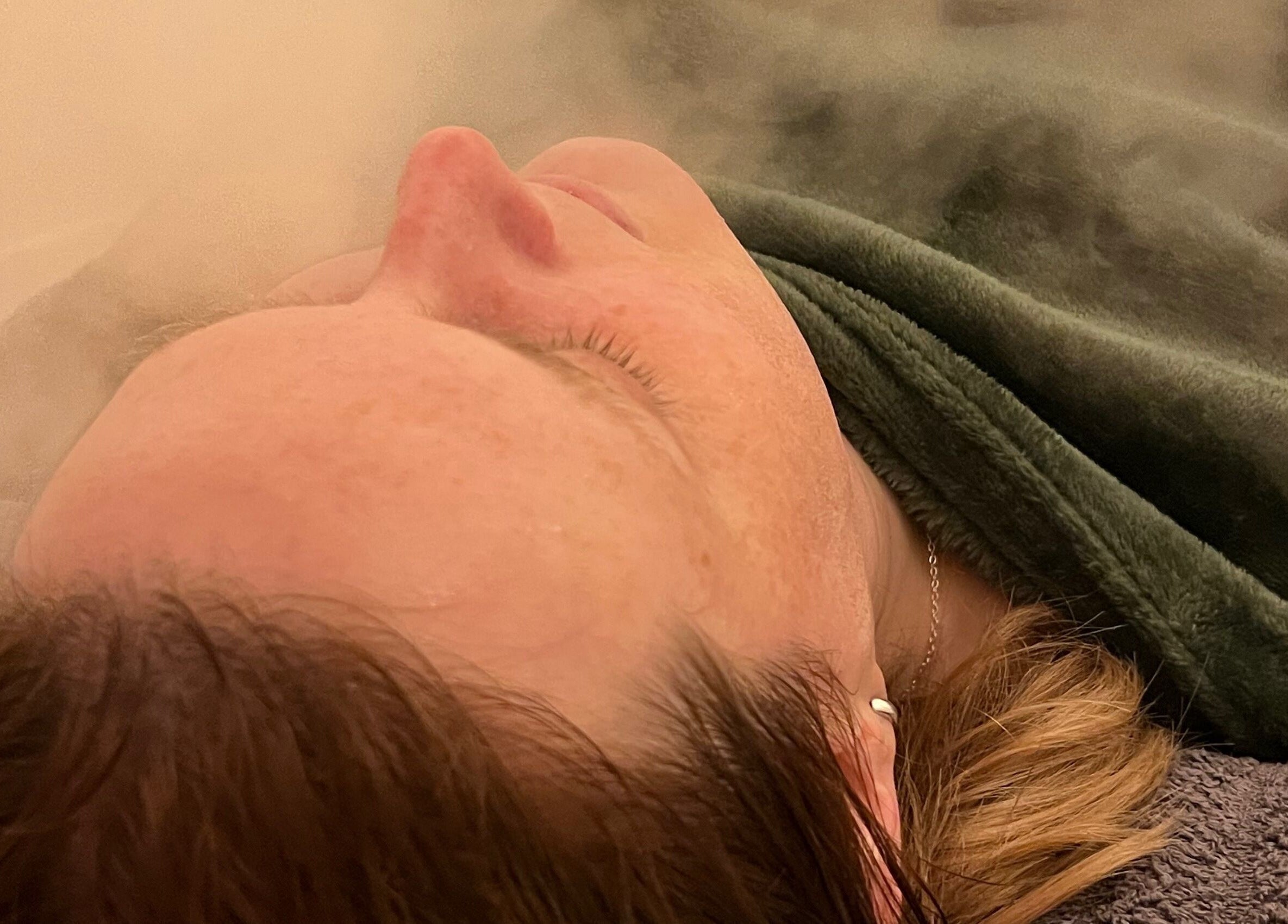 Relaxing facial steam at Acupuncture with Natalie in Lowestoft, England, GB.