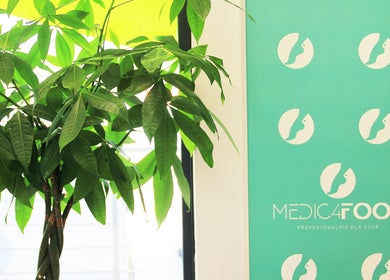 Zielona roślina obok logo Medic 4 Foot Profesjonalnie Dla Stóp w Łódź, Łódzkie, PL.