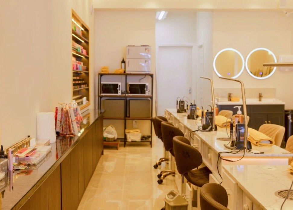 Inviting interior of Dolce Nails Naas, featuring chic nail stations, located in Naas, IE.