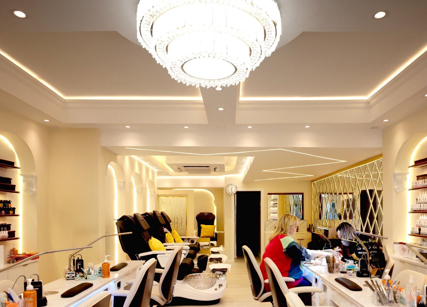 Elegant interior of Dolce Nails Carlow, Carlow, County Carlow, IE, featuring modern decor and plush seating.