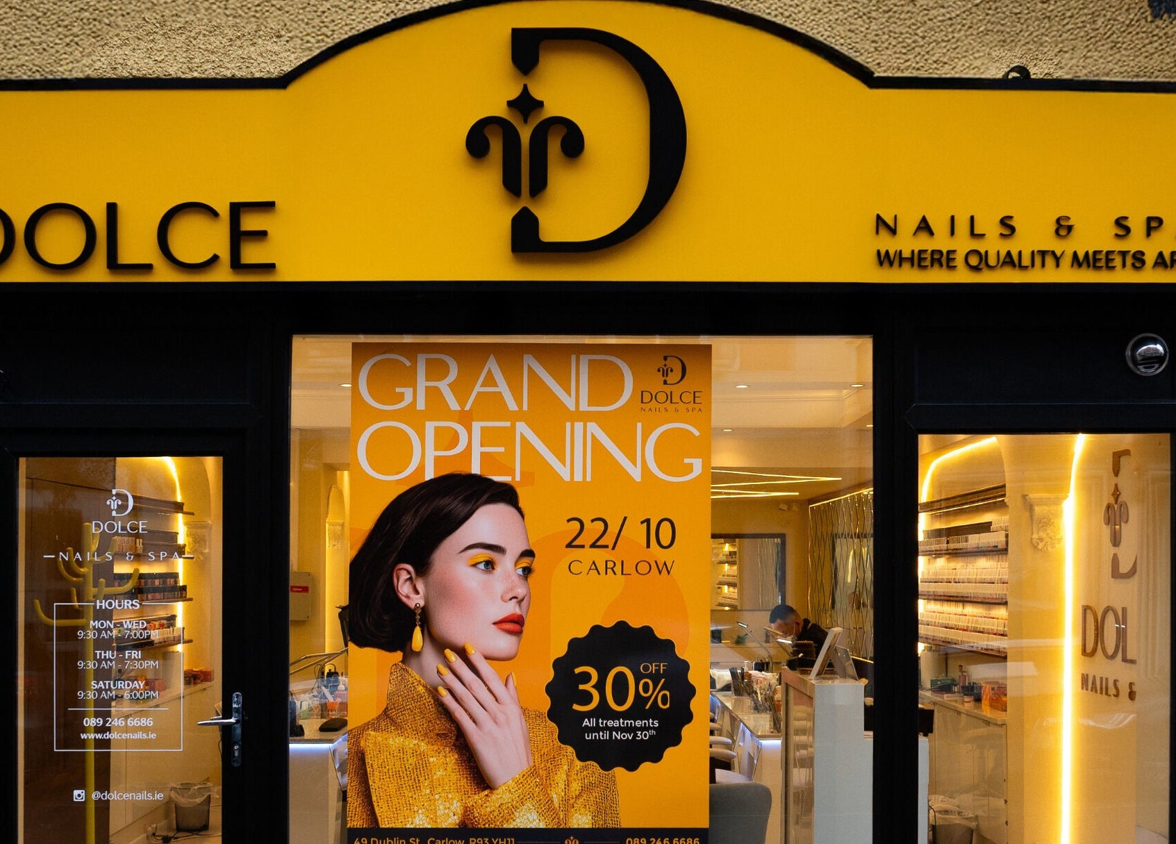 Front view of Dolce Nails Carlow at its grand opening in Carlow, County Carlow, IE.