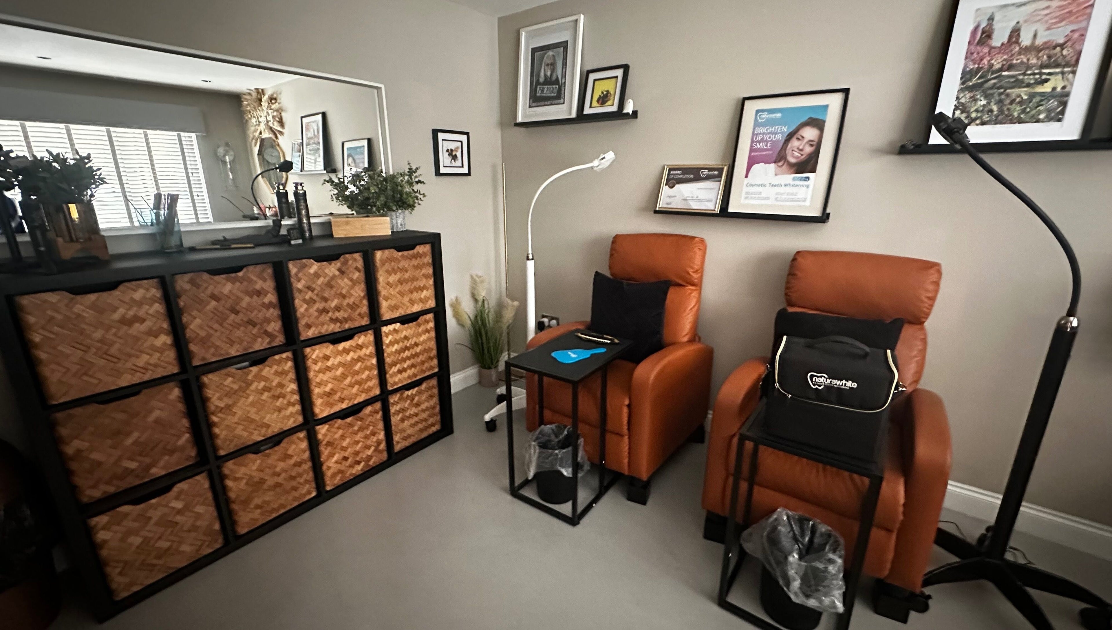 Elegant seating area at The Pearly Bright, Blantyre, Scotland, GB, featuring plush armchairs and decor.
