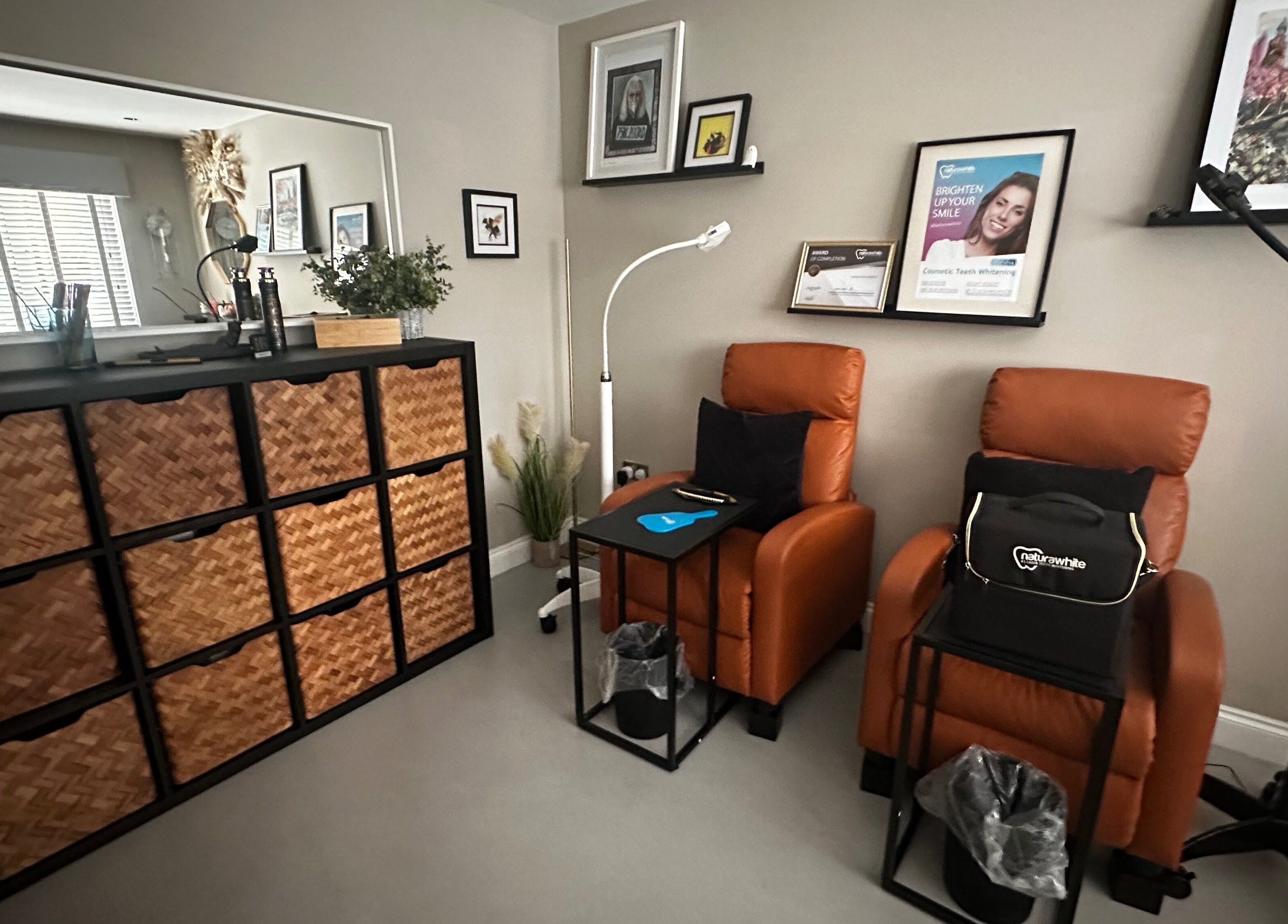Elegant seating area at The Pearly Bright, Blantyre, Scotland, GB, featuring plush armchairs and decor.
