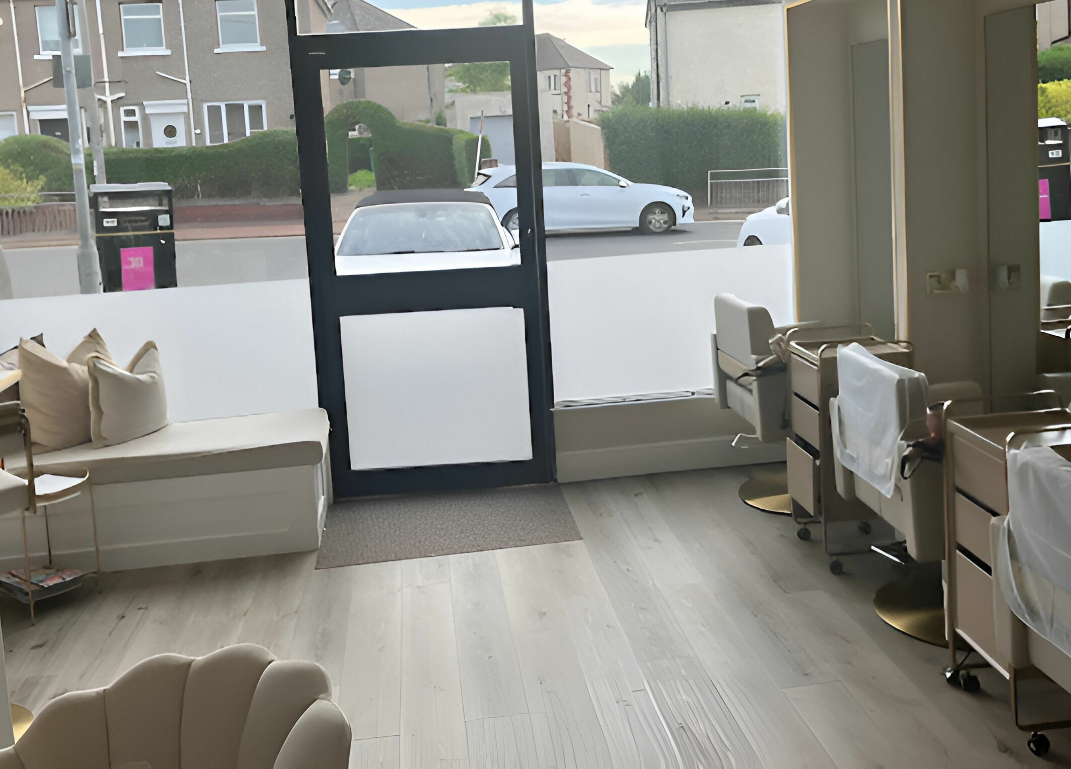 Elegant interior of Salon23 with modern decor in Glasgow, Scotland, GB.