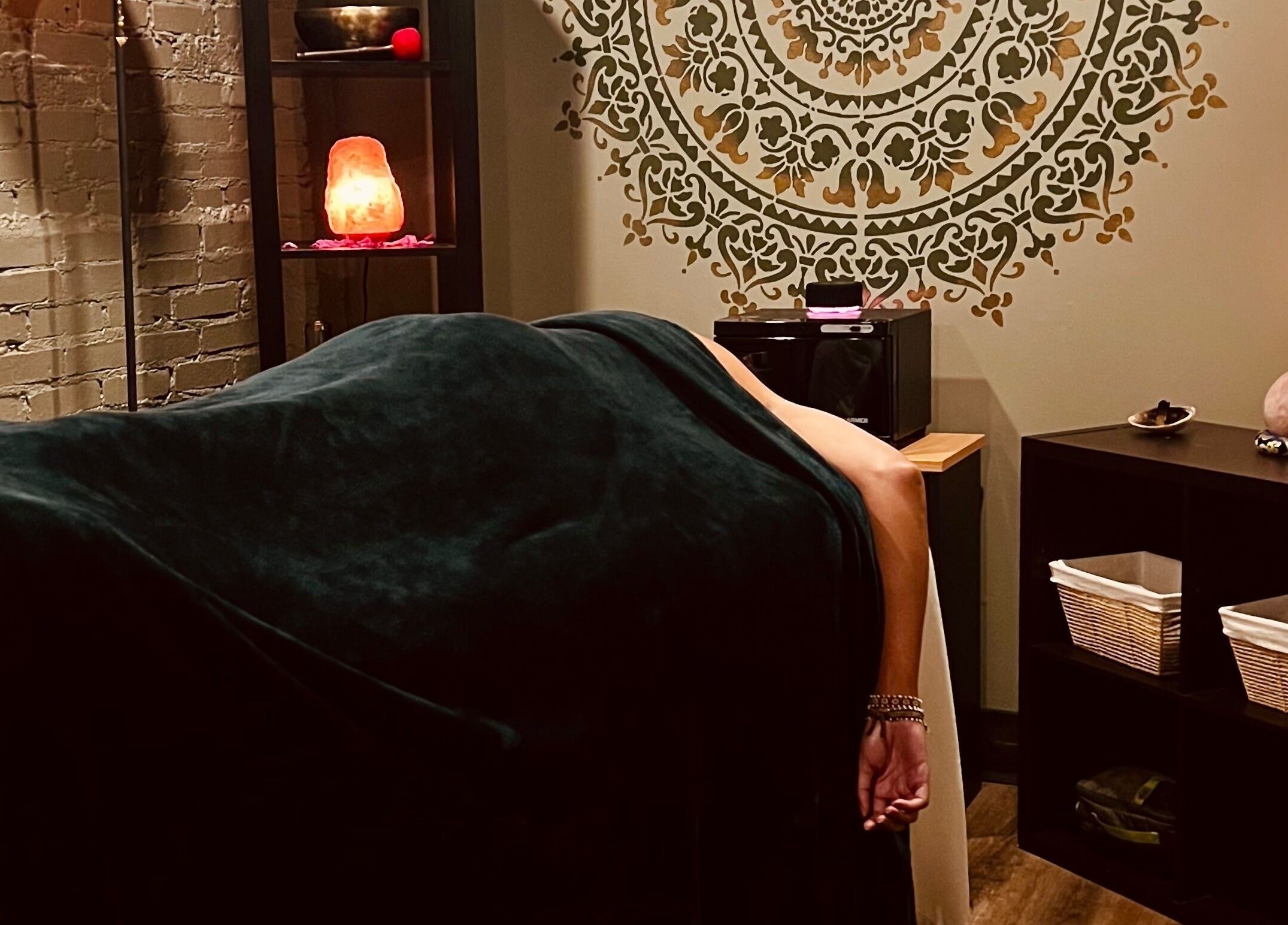Relaxing massage room at Latisa at Oasis at the Mill, Winston-Salem, North Carolina, US.