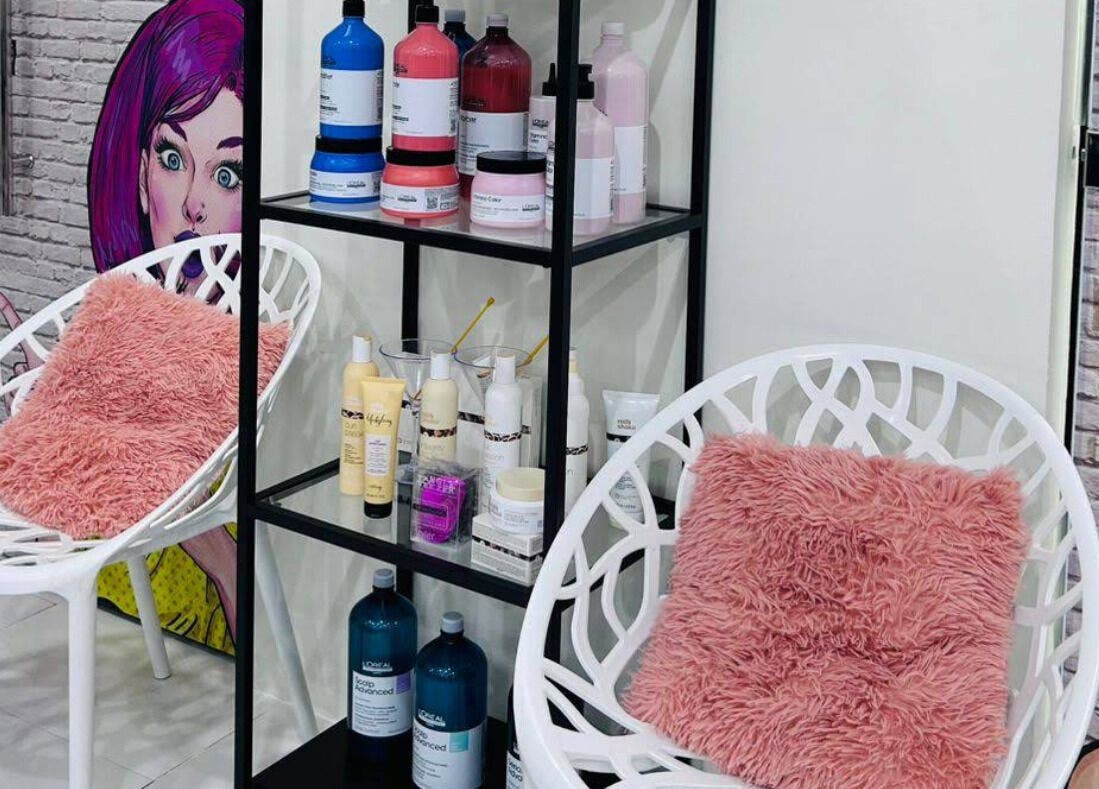 Cozy seating with products at Freesia Beauty Center - Al Falah, الفلاح الجديدة, أبو ظبي, AE.