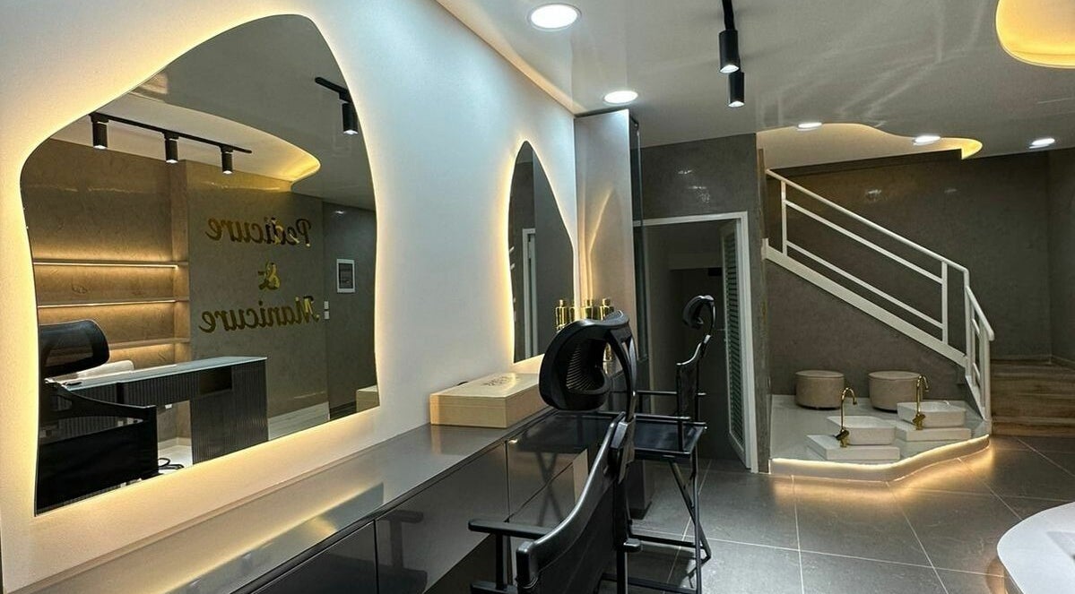 Chic interior of Maya Sawaya Beauty Lounge, Jal El Dib, LB, featuring modern decor and sleek styling stations.
