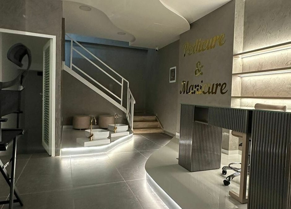 Modern pedicure area at Maya Sawaya Beauty Lounge, Jal El Dib, LB with stylish decor and comfortable seating.