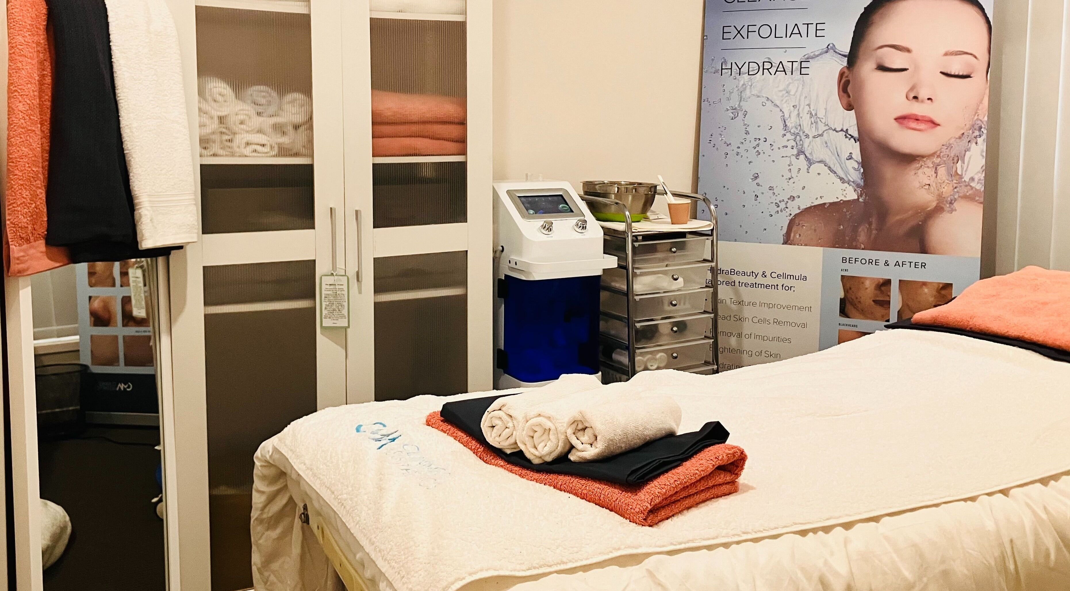 Relaxing treatment room at The Dye 4 Hair and Beauty Venue, Wadalba, New South Wales, AU, showcasing a peaceful spa setting.