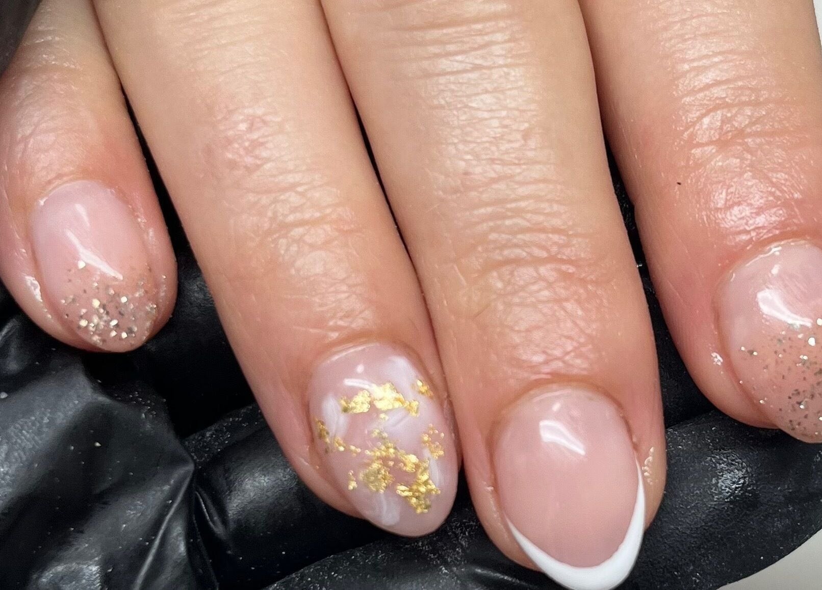 Elegant gold-accented nail art by Be Beautiful By Sam x, Wolverhampton, England, GB.
